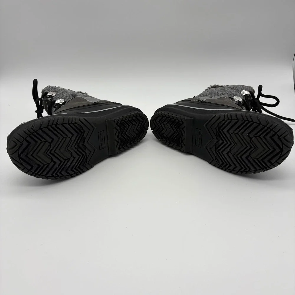 London Fog Croydon Kids Snow Boots Grey Black Faux Fur Lined Size 3 CL30204Y